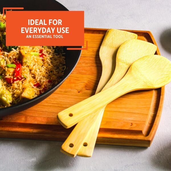 IMUSA USA Cookware Spoon Set 3-Piece, Bamboo - Image 6