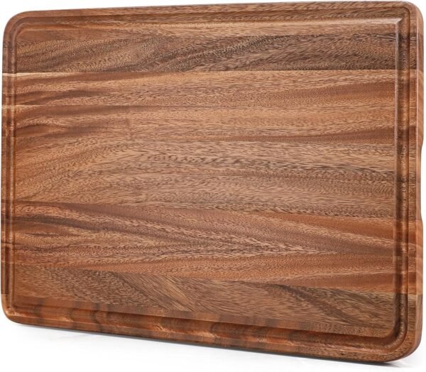 Extra Large Bamboo Wood Cutting Board for Kitchen, XXL Organic Acacia Wooden Butcher Block Chopping/Carving Board with Juice Groove for Turkey, Meat, Veggies, BBQ (XXL, 24" x 16"）