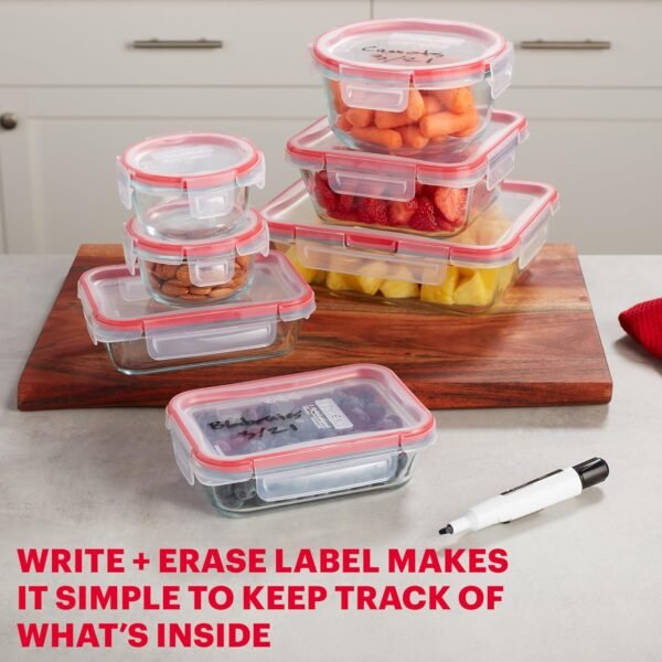 Pyrex Glass Food Storage Containers Freshlock 14pc Mixed Set, 7 Pack - Image 5