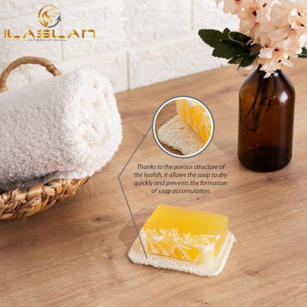 Natural Loofah Soap Saver, Shower and Sink Soap Holder | 4 Pcs Soap Dish, Compostable Tray Mat for Bathroom | Natural - Image 3