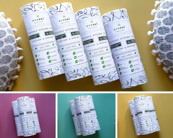 Bamboo Rayon Reusable Towels - 4 Pack | Equivalent to 80 Regular Rolls | 70% Rayon from Bamboo and 30% Cotton Kitchen Paper Rolls | 50 Times More Usage than Regular Paper Rolls - Image 2
