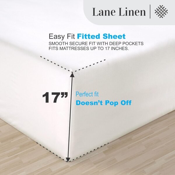 LANE LINEN 100% Egyptian Cotton Sheets Queen Size - 1000 Thread Count White Bed Sheets for Queen Size Bed, Long Staple Cotton Bedding Sheets, Sateen Weave, Luxury Hotel Sheets, Fits upto 17" Mattress - Image 6