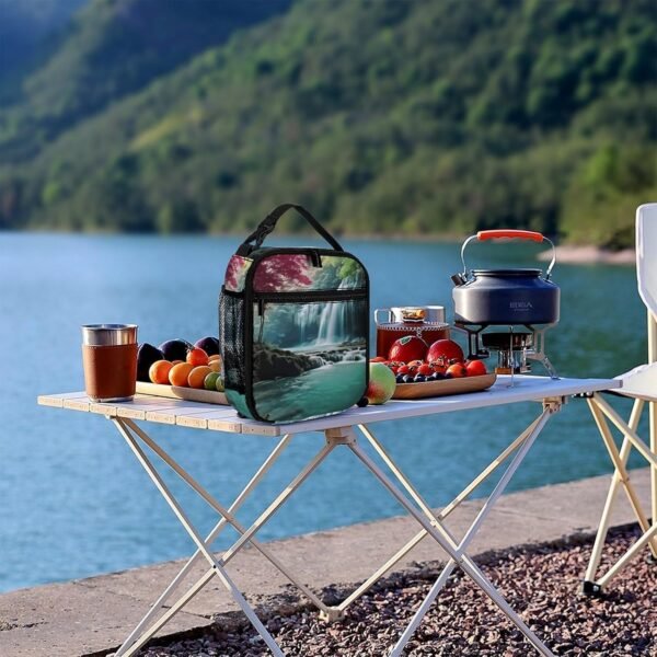 Lunch Bag for Men Women Insulated Lunch Box Waterfall Natural Landscape Lunchbox Lunch Tote Bag for Work Lunch Bag with Side Pockets - Image 8