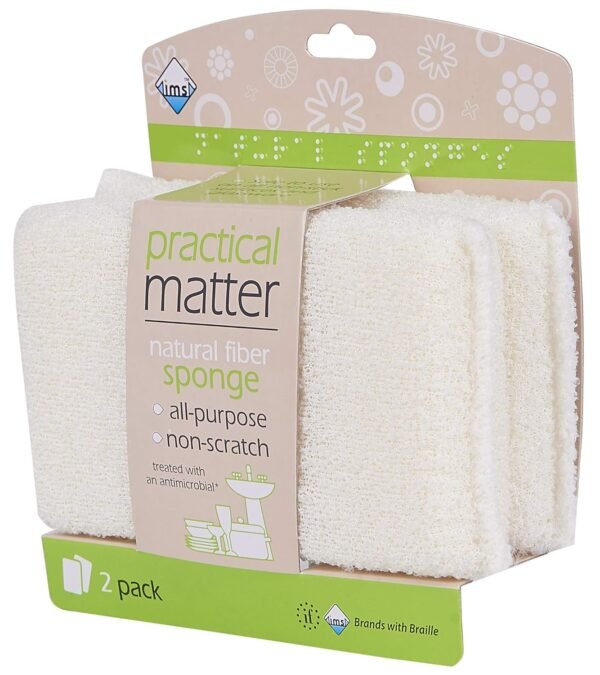 Practical Matter Kitchen Sponge, Organic Cotton Fiber All-Purpose Dish Sponges for Washing Dishes and Cleaning All Surfaces, Durable Non Scratch Scrub, 6 Count Value Pack - Image 3