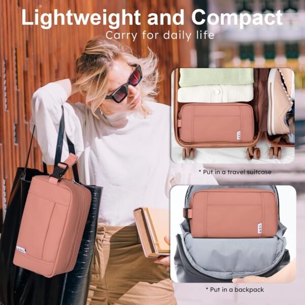 NOL Natural Organic Lifestyle Nylon Waterproof Snack Bag Snack Box Lightweight Lunch Bag for Women, Reusable, Zip Closure with Buckle Handle, Travel Toiletry Bag, Makeup Bag, Dark pink - Image 6