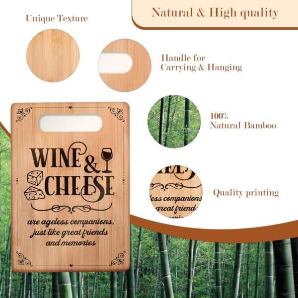 Wine and Cheese Cutting Board, Cheese Boards Charcuterie Boards, Gifts for Wine Lovers Cheese Lovers, Bamboo Cutting Board for Kitchen, Chopping Board for Kitchen - Image 5