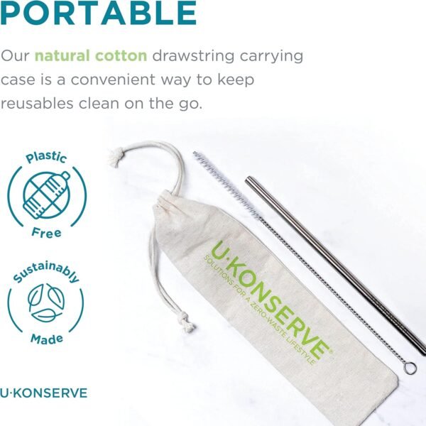 U-Konserve Stainless Steel Straws 8.5" (Set of 2) - Metal Straws - Reusable Drinking Straws - Dishwasher Safe - Eco Friendly, Plastic Free and BPA Free - Image 4