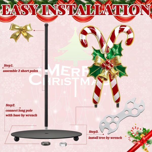 Shellwei Candy Cane Christmas Paper Towel Holder with Round Base Christmas Bathroom Decor Rustic Paper Towel Dispenser Kitchen Paper Holder Stand for Countertop Toilet Home Accessories - Image 4
