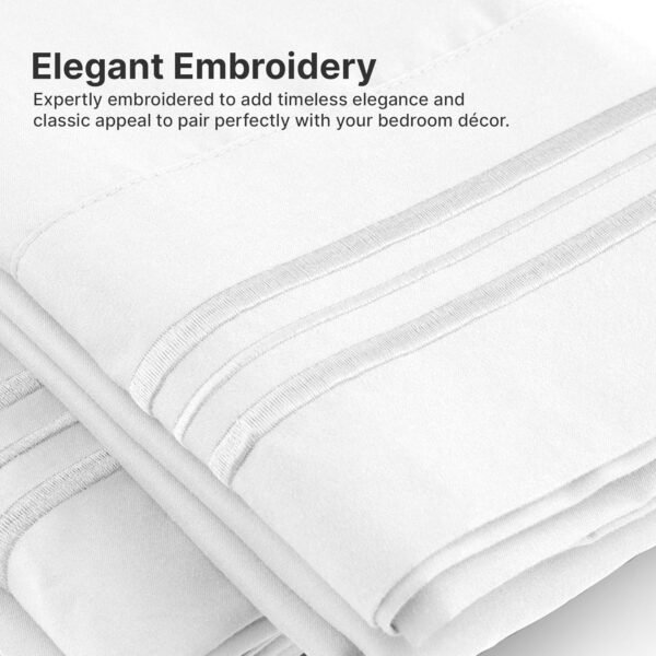 King Size 4 Piece Sheet Set - Comfy Breathable & Cooling Sheets - Hotel Luxury Bed Sheets for Women & Men - Deep Pockets, Easy-Fit, Extra Soft and Wrinkle Free Sheets - White Oeko-Tex Bed Sheet Set - Image 4