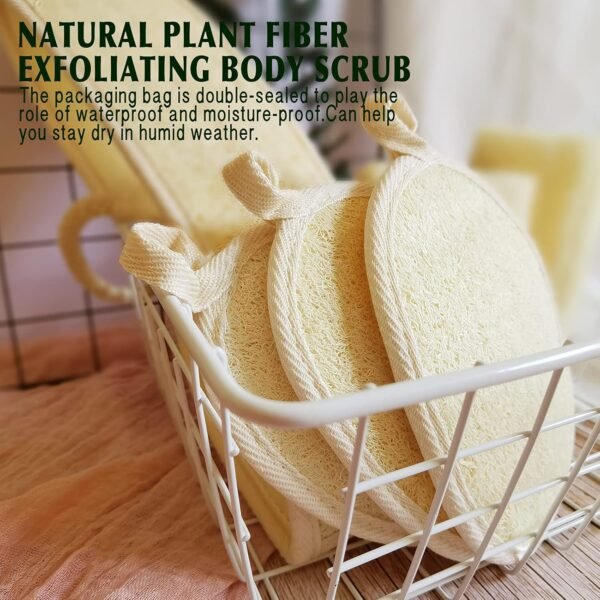 Natural Loofah Sponge Exfoliating(4 Packs),Made with Eco-Friendly and Biodegradable Shower Luffa Sponge, Loofah for Women and Men, Brown - Image 6