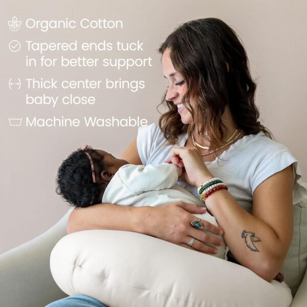 snuggle me Organic Nursing Pillow | Bottle & Breastfeeding Pillow with Organic Cotton Cover & Fiberfill, Machine Washable Feeding Pillow, Newborn Essentials Must Haves (Natural) - Image 2