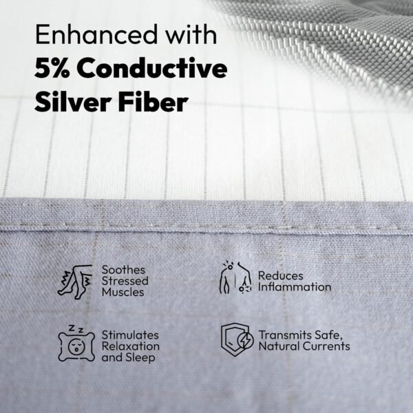Grounding Fitted Sheets - Queen Size (60" x 80" x 13") Conductive Sheets Cover for Bed 95% Organic Cotton + 5% Silver Fiber-XL Bedsheets - with Cord for Earthing Connected Healthy Sleep (White, Queen) - Image 3