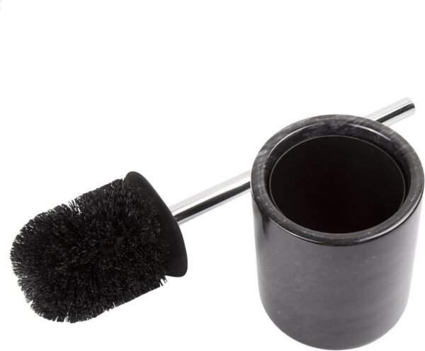 Creative Home Natural Black Marble Toilet Ball Brush and Holder Set with Silicone Cover Compact Storage Scrubbing Brush for Bathroom Cleaning, 4.3" Diam. x 14.5" H, Black - Image 5