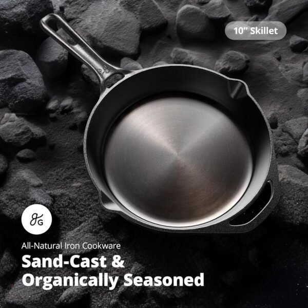 Greater Goods 10-Inch Cast Iron Skillet, Organically Pre-Seasoned, Heavy-Duty Pan for Frying, Baking, Grilling, Indoor and Outdoor Cooking - Image 2