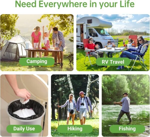 Portable Toilet Replacement Bags, 25 Count 8 Gallon 1.5 Mil Super Thickened Compostable Trash Bags, 30 Liter Camping Toilet Bags for Travel Outdoors, Boating, Emergency Toilet Bag for Car - Image 7