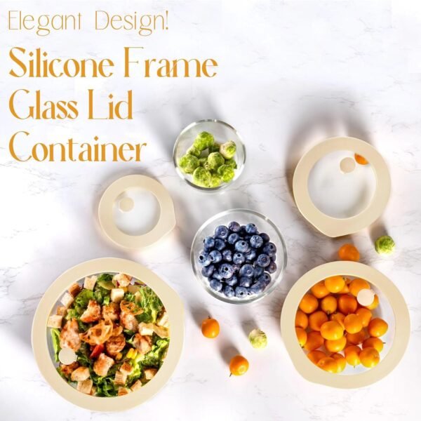 Urban Green Glass Food Container Set with Glass Lid, 3 Pack, Glass Containers with Silicone Framed Glass Lid, Airtight, LeakProof, 100% Plastic Free, Glass Meal Prep Containers (White Color) - Image 7