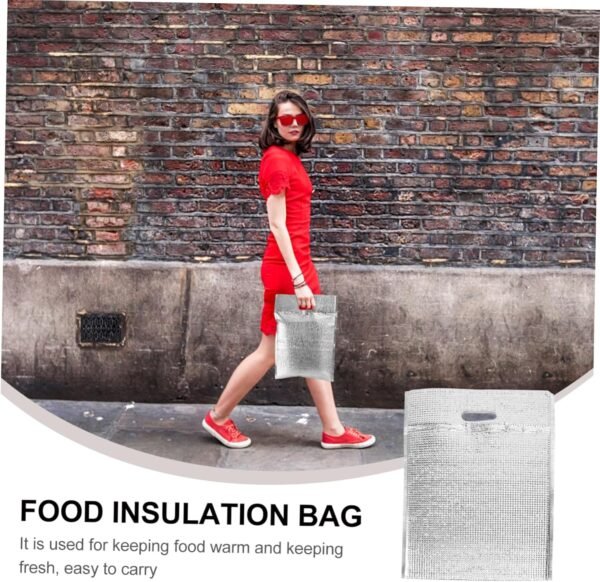 5pcs Heat Preservation Bag Insulated Shopping Bag Food Storage Bag Aluminum Bags Insulated Snack Bag Reusable Snack Bags Insulated Lunch Bento Insulated Bag Insulation Bag Silver - Image 7