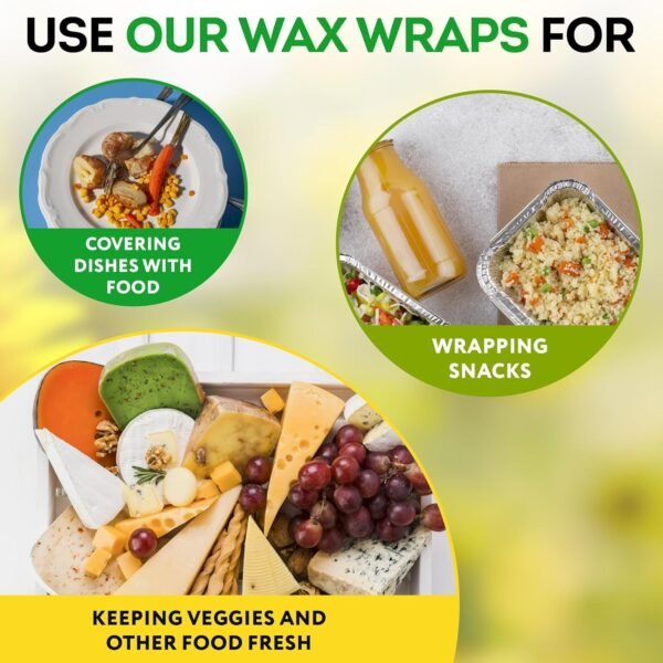 Reusable Beeswax Wrap S, M, L. Pack of 3 Beeswax Food Wraps with Animal Print. Washable Reusable Beeswax Food Wrap for Sandwiches, Dough Covering. Organic Beeswax Wraps for Food Reusable - Image 6