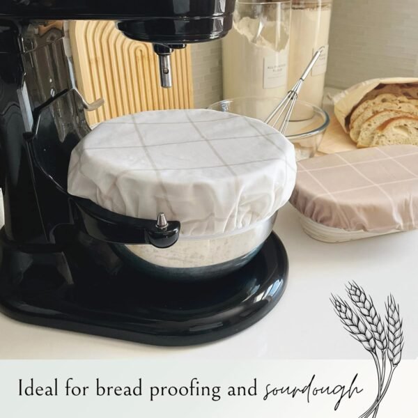 Reusable Bowl Covers for Bread Proofing (2 Lg) - Beeswax Bowl Covers Reusable, Sourdough Bowl Cover, Elastic Cotton Cloth Bowl Covers, Bread Cover for Rising, Bread Bowl Cover, Fabric Bowl Covers - Image 6