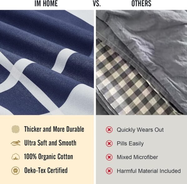 IM HOME Queen Size 4 Piece Sheet Set Organic Cotton Super Soft Luxury Bedding Sets with Deep Pocket - Wrinkle, Fade, Stain Resistant Oeko-Tex Bed Sheet Set - Image 5