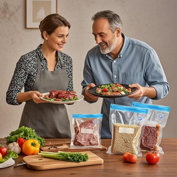 Sous Vide Bags 28Pcs, BPA Free Reusable, with Air Valve, Double-Layered Food Storage for Cooking, Food Storage, and Microwave Heating. 3 Size 21 Vacuum Zipper Bags, 2 Seal Clips, and 5 Air Valves. - Image 6