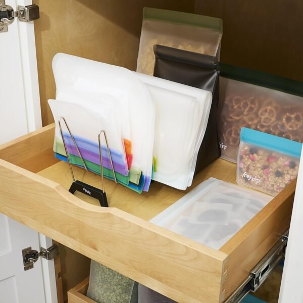 (re)zip Reusable Bag Drying Rack and Organizer | Includes 2 Reusable Leakproof Flat Lunch Bags | Wide Prongs for Drying, Vertical Storage for Easy Access | Disassembles for Effortless Storage - Image 2