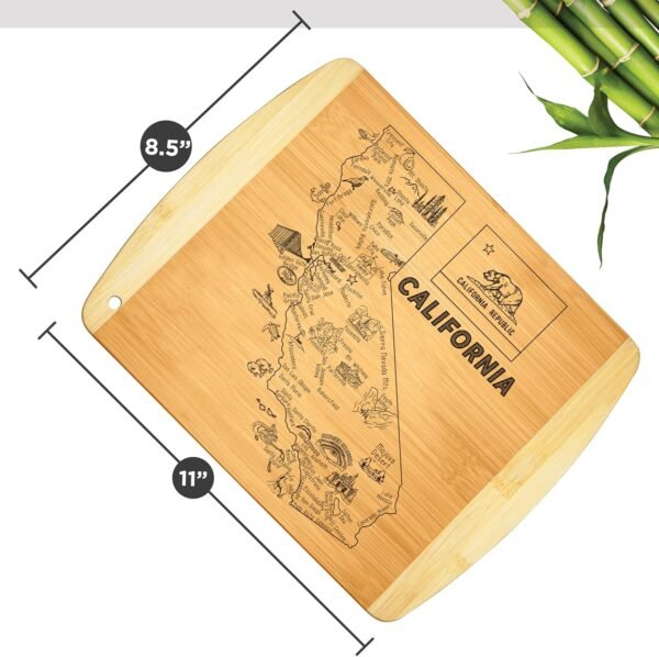 California State Gift Cutting Board, 11" x 8.5" - Decoration & Small Charcuterie Serving Board for Snacks - Perfect Home & Kitchen Gift Featuring California State Map - Bamboo Wood Serving Board - Image 3