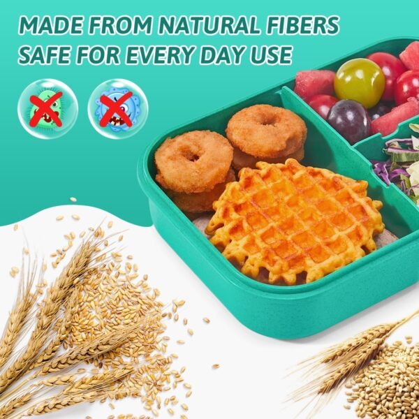 MISS BIG® Bento Box,Bento Box for Kids,Lunch Box Kids,Ideal Leakproof Kids Lunch Box,Lunch Containers No BPAs and Chemical Dyes,M/W,D/W & Fridge Safe(1150ml Green) - Image 4