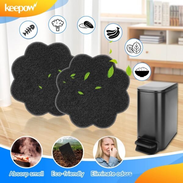 KEEPOW 12 Pack Garbage Can Deodorizer for Kitchen Compost Bin Countertop, Stick On Air Freshener for Trash Can, Activated Carbon Filter for Compost Pail Counter Refill Sets, Flower - Image 6