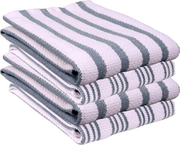 Kitchen Towels Set, Pack of 4 | 17 x 25 Inches | Super Soft and Absorbent Hand Towels |100% Cotton Dish Towel for Drying Dishes | Quick Drying Kitchen Towels Set | Blue