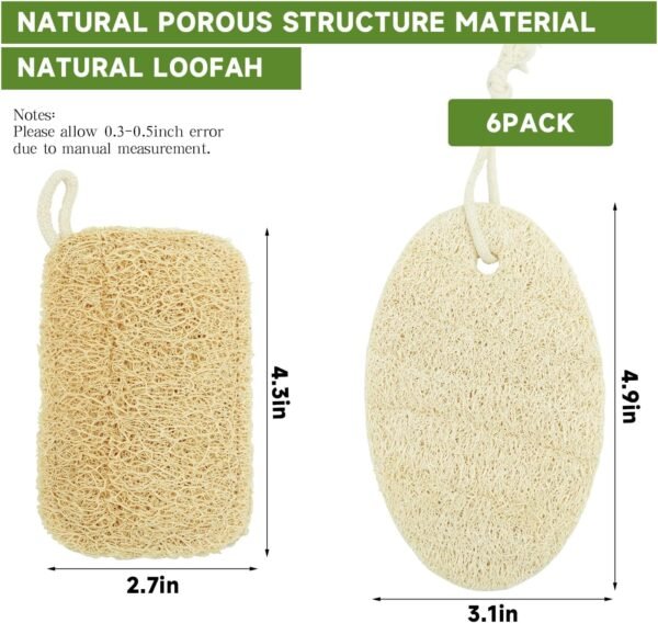 6pcs Kitchen Sponge, Natural Sponges Biodegradable Sponges Eco Friendly Sponges for Dishes Compostable Sponges for Cleaning Loofah Scrubber Sponge - Image 2