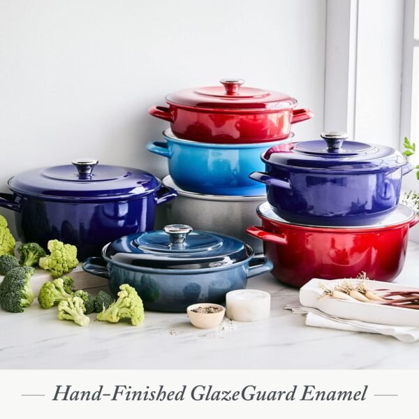 Merten & Storck German Enameled Iron, Round 4QT Casserole Braiser with Lid, Azure Blue - Image 5