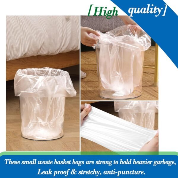 1 Gallon 140 pcs (0.8-1 Gal) Small Clear Trash Bags, Strong 0.8 Gallon 1 Gallon 1.2 Gallon Garbage Bags, Bathroom Trash Can Bin Liners,Mini Bags Waste Basket Liner,Fit 3,4.5 Liter, 0.8-1.2 Gal（1C140) - Image 4