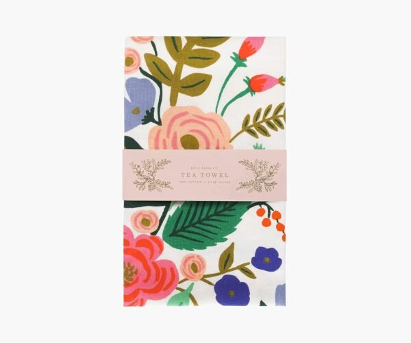 RIFLE PAPER CO. Floral Vines Tea Towel, 28" L x 21" W, Add Color to You Kitchen with Vibrant Screen Printed Floral Design Towels, Added Loop, Made from Cotton - Image 3