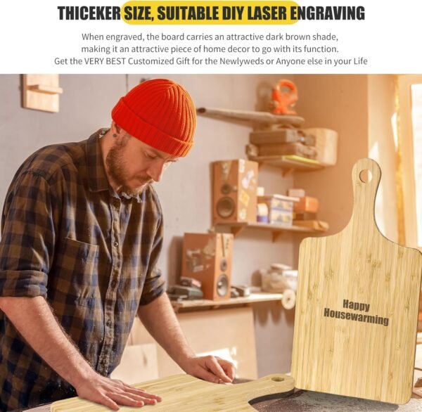 Lounsweer 6 Pcs Thicken Cutting Board Bulk Wood Chopping Board Serving Board Charcuterie Boards for Laser Engraving Mother' Day Wedding Housewarming Gift(Bamboo,13 x 7 Inches) - Image 5