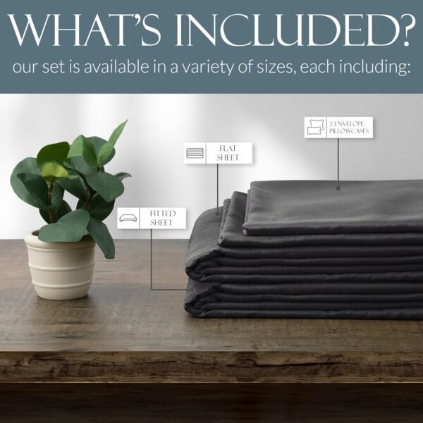 Linden & Lain Luxury King Size Bed Sheet Set | Organic Ultra Soft Bed Sheets | Viscose Derived from Bamboo | Microfiber | 18" Deep Pocket with Upgraded Elastic | Best Cooling Technology | Charcoal - Image 6