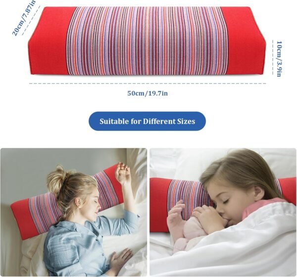 JOERRES Buckwheat Pillow 100% Organic Coarse Cloth Package. The Pillowcase Has Massaging Effect.Improve Sleep Quality. (Red) - Image 2