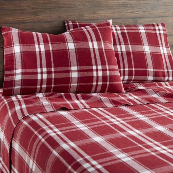 Whisper Organics - GOTS Certified 100% Organic Cotton Flannel Sheet Set - 150 Gram Thick, Brushed for Extra Soft and Cozy Sheets (Plaid, Queen) - Image 2
