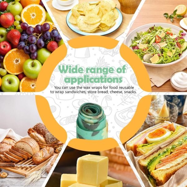 Beeswax Wraps for Food, Large 39.4’’ x 13’’ Beeswax Wrap Roll, Reusable Beeswax Paper Food Wrap for Bread Sandwich Wrapper Bowl Covers, White Flower - Image 5