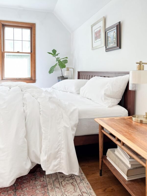 Organic Cotton Percale Queen Sheets - 4 Piece Set, GOTS Certified, Soft, Smooth, Crisp & Hypoallergenic Queen Cotton Sheets - Deep Pockets, Breathable White Queen Sheets Set (Queen - Pure White) - Image 4