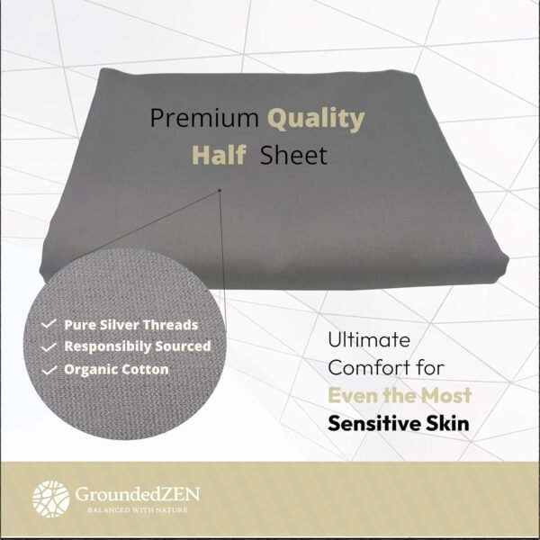 Premium Quality Grounding Flat Half Sheet - Organic Cotton with Conductive Silver Threads. Grounding Cord Included. Earth Connected. 35 x 122 inches. Universal Size Bed or Sofa. (Half Sheet) - Image 3