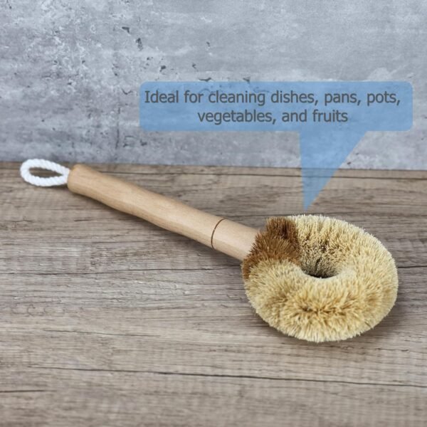 EIKS 2 Pack Kitchen Scrub Brushes Natural Coconut Fiber Cleaning Brushes for Dish Pan Pot Vegetable Fruits Glassware Cookware - Image 7