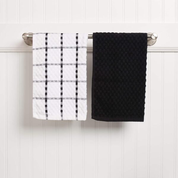 Kitchen Towels - Dish Towels and Dish Cloths - Hand Towel and Dishcloths Sets - 100% Soft Ring Spun Combed Cotton - Great for Cooking in Kitchen or Household Cleaning - Size 15" x 25" (Black, 12) - Image 4