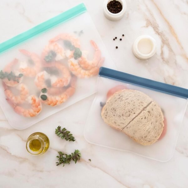 OGGI Reusable Food Storage Bags - Set of 6, 8.5x7"- Ideal Lunch Bags, Freezer Bags, Sandwich Bags, Snack Bags, Storage Bags, Snack Bag for Travel, Ice Bags Reusable - Durable, Food-Grade BPA-Free - Image 2