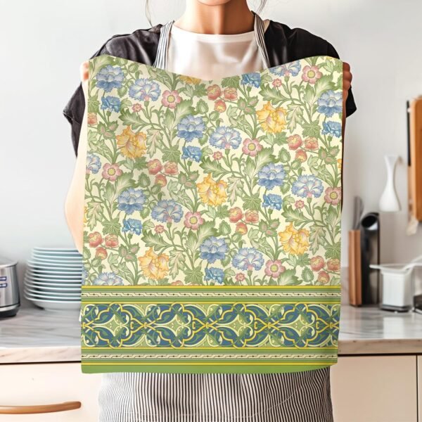 4Pcs Vintage Flower Kitchen Tea Towels 100% Cotton Colorful Leaves Hand Towels Multiple Uses Quick Dry Dish Cloth for Table, Kitchen Decor, Housewarming Gifts - Image 5
