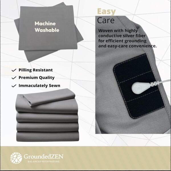 Premium Quality Grounding Flat Half Sheet - Organic Cotton with Conductive Silver Threads. Grounding Cord Included. Earth Connected. 35 x 122 inches. Universal Size Bed or Sofa. (Half Sheet) - Image 5