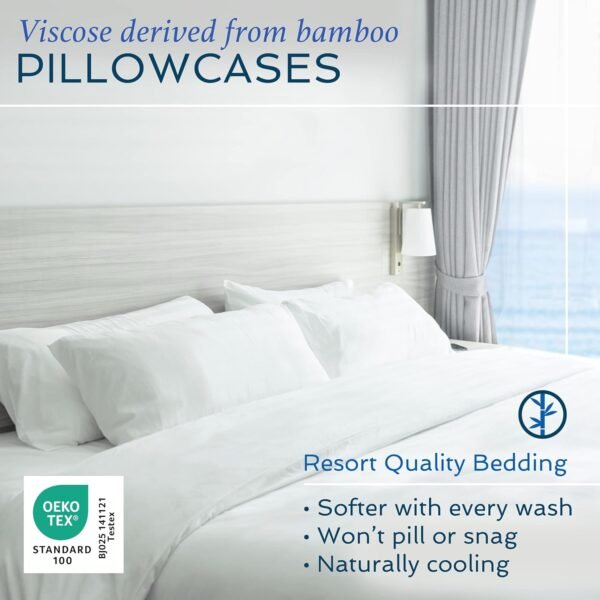 Hotel Sheets Direct King Size Pillow Cases 2 Pack - 20x40 Inch Cooling Pillow Cases for King Size Pillows - Silky Pillowcase for Hair and Skin - Grey - Image 2