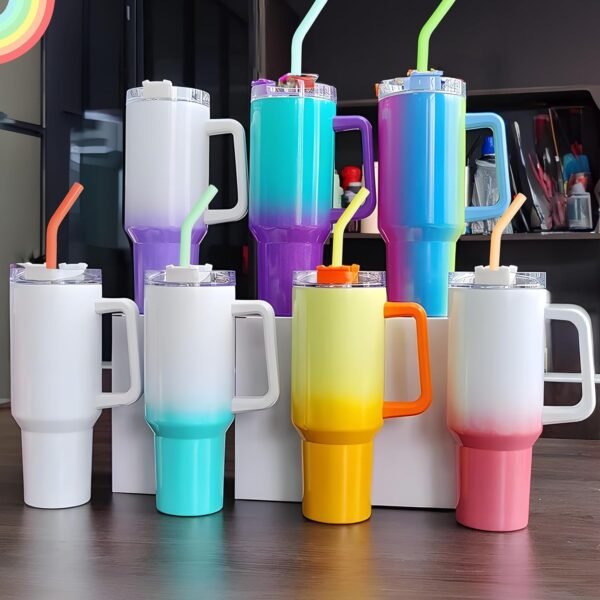 6 PCS Metal Straws Reusable with Silicone Tip and Cleaning Brush, Stainless Steel Straws Replacement for 40 oz Stanley Tumbler and 24 oz Cup (8mm Sliver) - Image 3