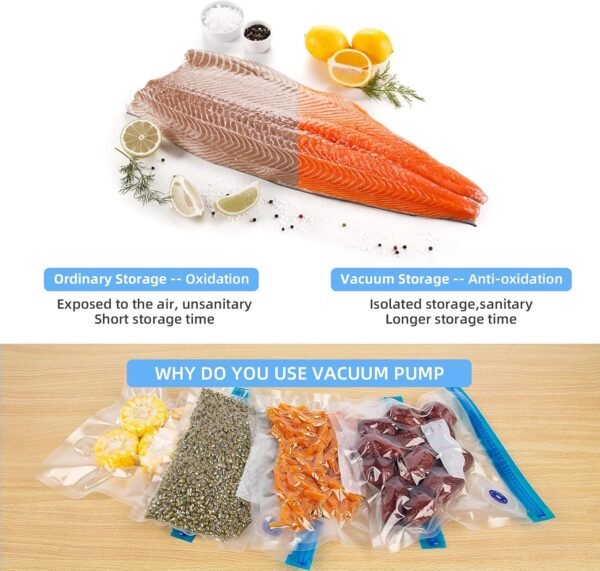 Sous Vide Bags, 20 PCS Reusable Vacuum Sealer Bags for Food with 6 Sealing Clips, Food Vacuum Sealer Bags for Sous Vide Cooking and Food Storage BPA Free (13.4x10.2 Inch) - Image 8