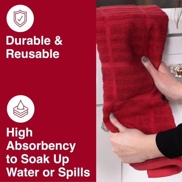 All-Clad Solid Kitchen Towels: Highly Absorbent, Super Soft Long Lasting - 100% Cotton, 17"x30" Tea Towels for Cleaning & Drying Dishes, Pans, Glassware, or Countertops, (2-Pack), Chili - Image 3